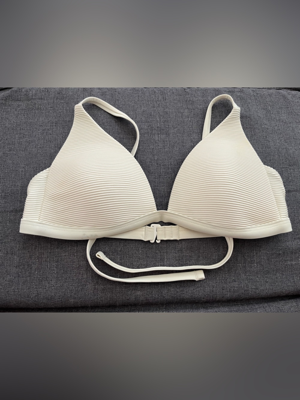 Women’s Ribbed Triangle Bikini top in Cream